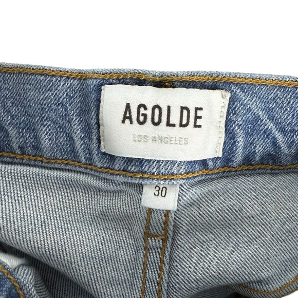 Agolde Denim Women’s Riley High Rise Distressed Straight Crop Jeans Whiplash 30 - Picture 9 of 14